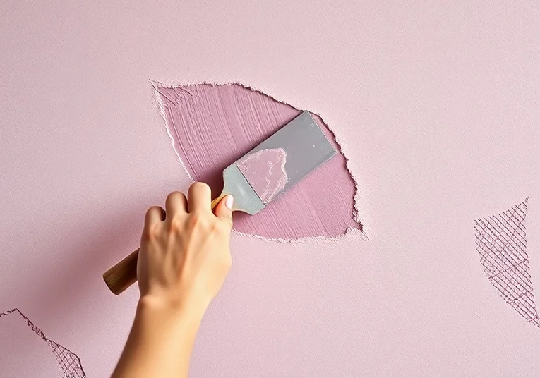 Application d'un enduit décoratif à la lisseuse sur un mur