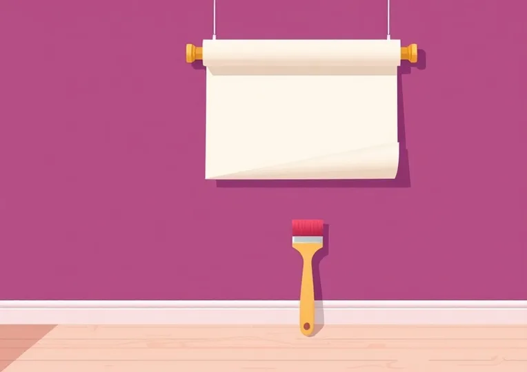 Pose de papier peint, rouleau et brosse à maroufler